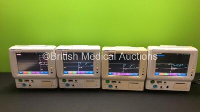 4 x Fukuda Denshi Dynascope DS-7100 Patient Monitors with ECG/Resp, SpO2, NiBP, BP, Temp and Printer Options (All Power Up)