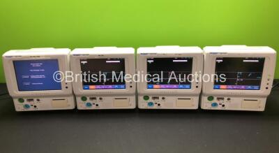 4 x Fukuda Denshi DS-7100 Patient Monitors Including ECG, SpO2, BP, TEMP, NIBP and Printer Options (All Power Up - 1 x Touch Screen Faulty)