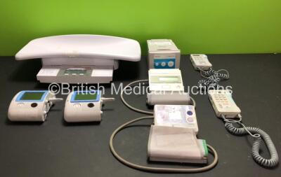 Mixed Lot Including 1 x Seca Baby Weighing Scales, 2 x 3M Activ.A.C. Therapy Units, 1 x Omron MX3 BP Meter, 1 x Omron 711 Automatic IS BP Meter, 1 x Conmed ViroSafe ViroVac Smoke Evacuation Filter, 1 x Huntleigh Sonicaid FDI (Damaged Probe, See Photos) an