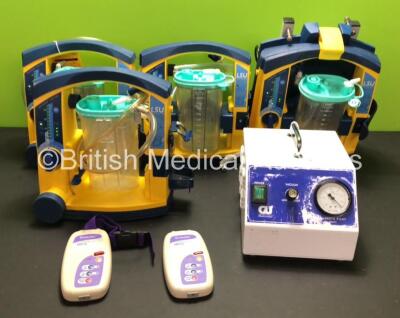 Mixed Lot Including 4 x LSU Suction Units with Cups and Lids (All Power Up - 1 x Missing Cup Holder), 2 x Graseby MR10 Neonatal Respiration Monitors and 1 x GU Medical GU2391 Pump *78030216283, 78400789100, 78381077361, 78071748753, 13008144, 13009919 and