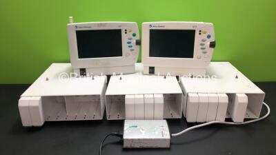 Job Lot of 1 x Datex Ohmeda Light Patient Monitor with P1, P2, T1, T2, ECG, SpO2 and NIBP Options (Powers Up with Blank Screen and Broken Handle), 1 x Datex Ohmeda S/5 Patient Monitor with P1, P2, NIBP, SpO2 and ECG Options (Powers Up with Blank Screen), 