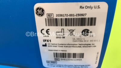 2 x GE Carescape V100 Vital Signs Monitors on Stands with BP Hoses (1 x Powers Up,1 x No Power) *S/N SDT09480138SP / SH613350109SA* - 6