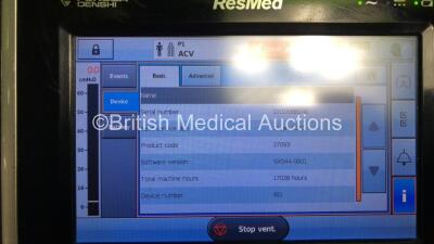 Fukuda Denshi ResMed Astral 150 Touchscreen Ventilator *Software Version SX544-0601* Total Machine Hours 17028 Hours with 1 x AC Power Supply in Carry Bag (Powers Up) *Mfd 2018* - 4