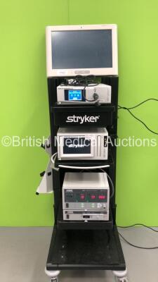 Stryker Stack Trolley Including Vision Medical Monitor (Not Power Tested Due to No Power Supply),Stryker 1288 HD High Definition Camera Control Unit, Stryker 1288HD Camera Head (Camera Damaged - See Pictures), Stryker SDC3 HD Information Management System