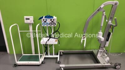 1 x Viking XL Electric Patient Hoist with Battery and Controller (Powers Up),1 x Marsden Stand on Weighing Scales and 1 x Anetic Aid APT MK 3 Tourniquet on Stand with Hoses