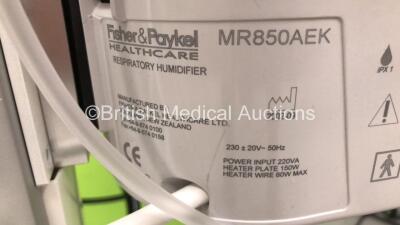 Acutronic Medical Systems Fabian Therapy Ventilator *Mfd - 2014* Software Revision - 5.2.1 on Stand with Hose and Fisher&Paykel MR850AEK Humidifier (Powers Up) *S/N AT11AC-0232* - 5