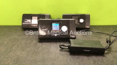 3 x ResMed Airsense 10 Autoset CPAP Units with 1 x AC Power Supply (All Power Up)