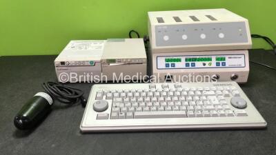 Mixed Lot Including 1 x Siemens Unity 2 Super Silent Keyboard, 1 x Medicon Servotronic EC100 Drive Console, 1 x Gleichmann LG1480 4 Bay Battery Charger, 1 x Bard Bladder Scanner Transducer / Probe, 1 x Digital Graphic Printer, 1 x Mitsubishi P95 Printer a