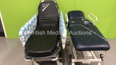 1 x Anetic Aid QA3 Hydraulic Patient Trolley with Mattress (Hydraulics Tested Working) and 1 x Huntleigh Electric Patient Examination Couch (Not Tested Due to No Controller) *S/N 1088865*