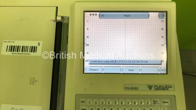 Fukuda Denshi FX-8322 ECG Machine on Stand with Lead ECG Leads (Powers Up) *S/N 50000173* - 2