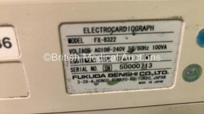 Fukuda Denshi FX-8322 ECG Machine on Stand with Lead ECG Leads (Powers Up) *S/N 50000173* - 4