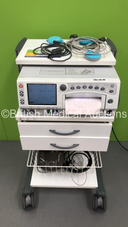 GE 250cx Series Fetal Monitor on Stand with 2 x US and 1 x Toco Transducers (Powers Up) *S/N 259CX-A*