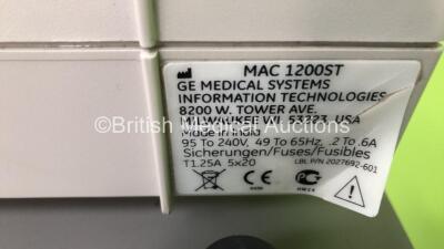 GE MAC 1200 ST ECG Machine on Stand (Powers Up) - 4