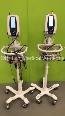 2 x Welch Allyn SPOT Vital Signs Monitors on Stands (Both Power Up)