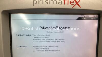 2 x Gambro Prismaflex Dialysis Machines Version 8.2 with Barkley Auto Control Unit - Running Hours 16575 / 16334 (Both Power Up) - 5