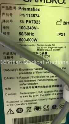 2 x Gambro Prismaflex Dialysis Machines Version 8.2 with Barkley Auto Control Unit - Running Hours 13785 / 13518 (Both Power Up) - 9