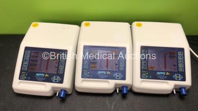 3 x B&D Electromedical Nippy 3+ Ventilators (All Power Up) *SN 201111957, 201111958, 201111955*