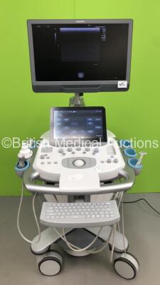 Siemens Acuson S2000 Helx Evolution Flat Screen Ultrasound Scanner Model No 10041461 *S/N (21) 213444* **Mfd 04/2016** Software Version 500.1.061 with 3 x Transducers / Probes (6C2 *Mfd 2008*, 18L6 HD *Mfd 02/2018* and 14L5 SP *Mfd 2016*) (Powers Up)