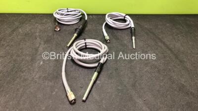 Job Lot of Light Source Cables Including 1 x Olympus WA03200A S Light Source Cable, 1 x Karl Storz 495 NL Light Source Cable and 1 x Unknown Manufacturer Light Source Cable