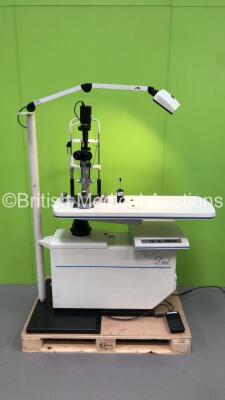 Luneau Duet Slit Lamp Table with Haag Streit Bern BM900 Slit Lamp with 2 x 10 x Eyepieces (Powers Up with Good Bulb)