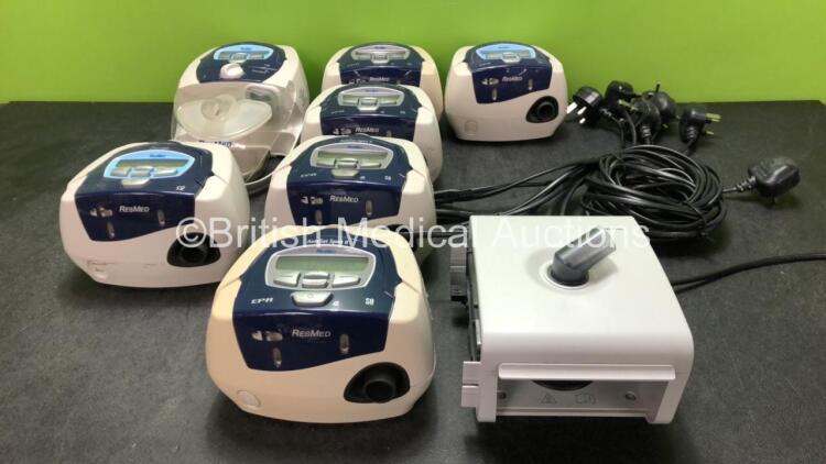 Job Lot Including 4 x ResMed Autoset II CPAP Unit, 1 x ResMed Escape CPAP Unit, 1 x ResMed Escape 11 CPAP Unit, 1 x ResMed 4i Humidifier Unit and 1 x Philips System and 6 x AC Power Leads (All Power Up)