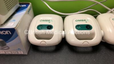 Mixed Lot Including 1 x Philips Respironics Porta Neb Nebulizer, 1 x Kendall SCD Express Pump, 1 x Omron NE-C28P Nebulizer and 4 x Ombra Table Top Compressors (All Power Up) - 5