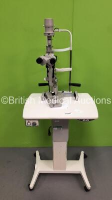 Unknown Make of Slit Lamp with 2 x Eyepieces on Motorized Table (Table Powers Up - Slit Lamp No Power)