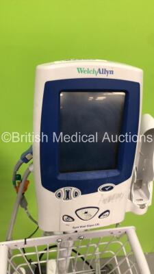 3 x Welch Allyn SPOT LXi Vital Signs Monitors on Stands with 3 x BP Hoses and 2 x SPO2 Finger Sensors (2 x Power Up,1 x No Power) - 2