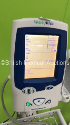 3 x Welch Allyn SPOT LXi Vital Signs Monitors on Stands with 3 x BP Hoses and 2 x SPO2 Finger Sensors (2 x Power Up,1 x No Power) - 5