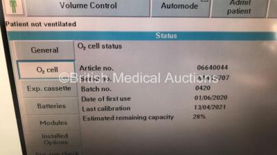 Siemens Servo-I Ventilator Model No 06487800 System Version - V8.0, System Software Version - V8.00.01 Total Operating Hours 130770 - with Hoses (Powers Up) *S/N 13534* - 4