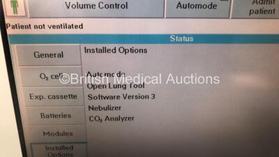 Siemens Servo-I Ventilator Model No 06487800 System Version - V8.0, System Software Version - V8.00.01 Total Operating Hours 130770 - with Hoses (Powers Up) *S/N 13534* - 8