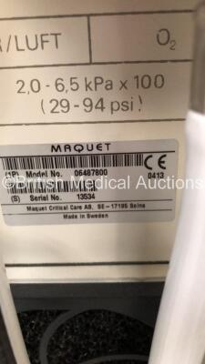 Siemens Servo-I Ventilator Model No 06487800 System Version - V8.0, System Software Version - V8.00.01 Total Operating Hours 130770 - with Hoses (Powers Up) *S/N 13534* - 9