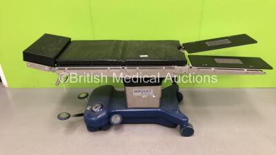 Maquet Alphaclassic Hydraulic Operating Table with Cushions (Hydraulics Tested Working - Missing 2 x Leg Cushions -1 x Damaged Wheel - See Pictures)