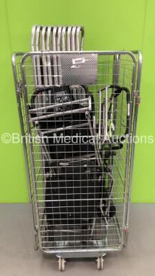 Cage of 10 x Aluminium Scoop Stretchers and 2 x Ferno Evacuation Chairs (Cage Not Included)