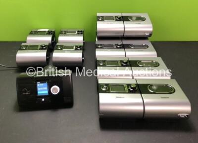 9 x ResMed S9 Autoset EPR CPAP Units with 5 x ResMed H4i Humidifier Units with 4 x AC Power Supplies and 1 x ResMed Airsense 10 Autoset CPAP Unit (All Power Up) *23191002874, 23122072472, 23131082934, 23141373362, 23131250811, 22181329252, 23121221043, 22