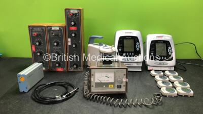 Mixed Lot Including 1 x Maquet CO2 Analyzer Module, 1 x Olympus OCS5-LG 2 Light Guide, 2 x Decade DC-1 Capacitance Boxes, 1 x Decade DC-1DR-1U Capacitance Box, 1 x Medela Clario Suction Unit, 2 x Vivo 40 Units and 8 x Konica Minolta Pulsox 3000 Units