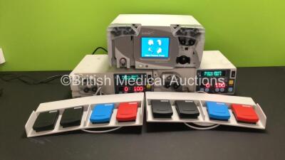 Job Lot Including 1 x Arthrex DualWave Arthroscopy Pump, 2 x Arthrex Continuous Wave III Arthroscopy Pumps (All Power Up) and 2 x Hemodia Aquavision Pump 4 Way Pedal Footswitches *1809A4FB0233 / 1809A4FB0234 / NX3474RI / 626977 / 605931 / FS0220991 / FS02