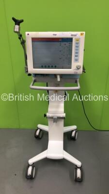 Drager Evita XL Ventilator on Stand Ref 8419601-06 Software Version 07.06 - Running Hours 59749 with Hoses (Powers Up) *S/N ASBA-0471* **Mfd 2010**