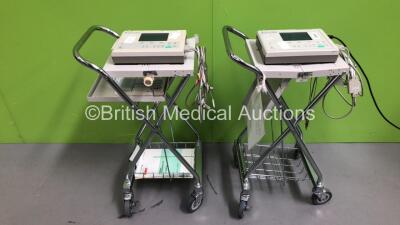 2 x Nihon Kohden Cardiofax GEM ECG Machines with 10 Lead ECG Leads (Both Power Up)