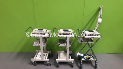 3 x Nihon Kohden Cardiofax GEM ECG Machines with 10 Lead ECG Leads (All Power Up)