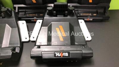 5 x Havis DS-GTC-511-3 Docking Stations and 5 x Brother Pocketjet PJ-723 Printers with RAM Cases (Includes Adapters with Damaged Cables - See Photos) - 5