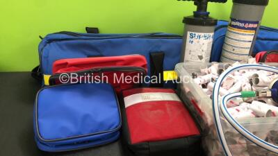 Mixed Lot Including 2 x SP Services Gas Bottle Carry Bags, 2 x Pumps, 1 x Smart Triage PAC Smart Incident Command System Pack, 1 x Majax Bag, 1 x Oxylitre Entonox Hose and Large Quantity of Paediatric M Pieces - 2