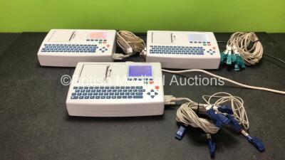 3 x Schiller AT-101 EKG Machines with 3 x 10 Lead ECG Leads (All Power Up)