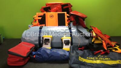 Mixed Lot Including 2 x Mangar Camel Mattresses, 2 x Smiths Medical BCI 3301 Handheld Pulse Oximeters with 1 x Lead (Both Power Up) 1 x CT-EMS Femoral Leg Traction Splint, 1 x Hartwell Medical Evac U Splint Small Mattress and Various Straps