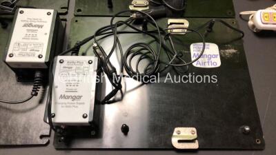 Job Lot Including 6 x Mangar Airflo Plus Stowage Boards with Power Supplies, 2 x Mangar Airflo Stowage Boards with 1 x Power Supply, 2 x Airflo Controls and 1 x Mangar Airflo Recharger - 2