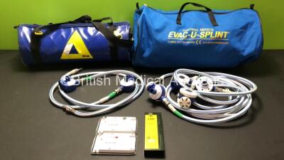 Mixed Lot Including 6 x Entonox (2 x Missing Valves - See Photos) 1 x Hartwell Medical Evac - U -Splint, 1 x Pax Bag, 2 x Ortivus B-500 Batteries (Untested) and 1 x LSU 780800 Battery (Untested)