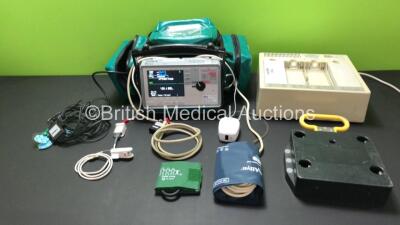 Zoll E Series Defibrillator with Bluetooth, Printer, ECG, SPO2, NIBP and C02 Options, 4 Lead ECG Lead, SpO2 Finger Sensor, Paddle Lead, Zoll LoFlo, 2 x NIBP Cuffs, Zoll 4x4 Autoset Base Power Charger , 3 x Batteries and Mounting Bracket (Both Power Up)