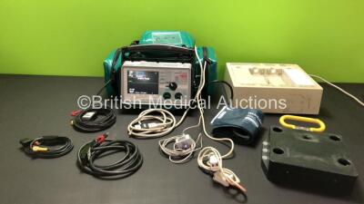 Zoll E Series Defibrillator with Bluetooth, Pacer, Printer, ECG, SPO2, NIBP and C02 Options, 4 and 6 Lead ECG Leads, NIBP Cuff and Hose, Zoll Capnostat 5 Mainstream Sensor, SPO2 Finger Sensor, Paddle Lead, DC Power Supply, Zoll 4x4 Autoset Base Power Char