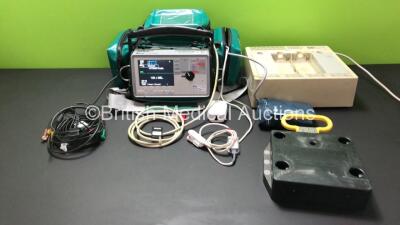 Zoll E Series Defibrillator with Bluetooth, Printer, ECG, SPO2, NIBP and C02 Options, 4 and 6 Lead ECG Leads, NIBP Cuff and Hose, Zoll LoFlo, SPO2 Finger Sensor, Paddle Lead, Zoll 4x4 Autoset Base Power Charger, 3 x Batteries and Mounting Bracket (Both Po