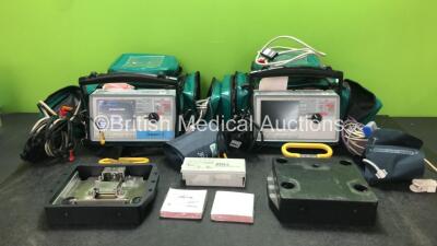 2 x Zoll E Series Defibrillator Including Bluetooth, ECG, SPO2, NIBP, C02 and Printer Options, 2 x 4 Lead ECG Leads, 2 x 6 Lead ECG Leads, 2 x NIBP Cuffs, 2 x Hoses, 2 x SPO2 Finger Sensor, 1 x Paddle Lead, 1 x Zoll Capnostat 5 Mainstream Sensor, 1 x Zoll